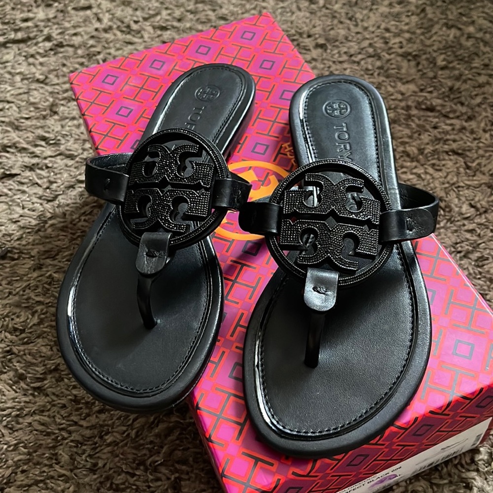 TORY BURCH MILLER CRYSTAL SANDALS